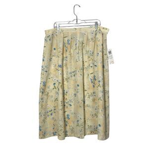 NWT Vintage American Collection Yellow Floral Midi Skirt Women's Plus Size 24W